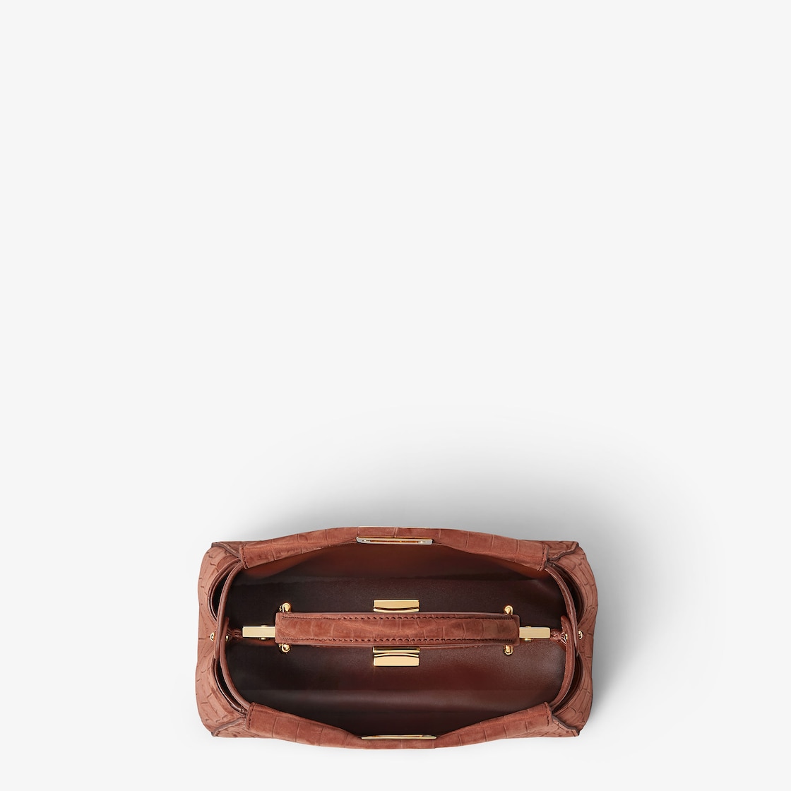 FENDI Peekaboo Mini Sienna brown nubuck crocodile leather bag - Image 2